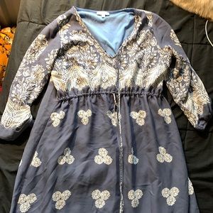 Navy blue half sleeve midi dress size M